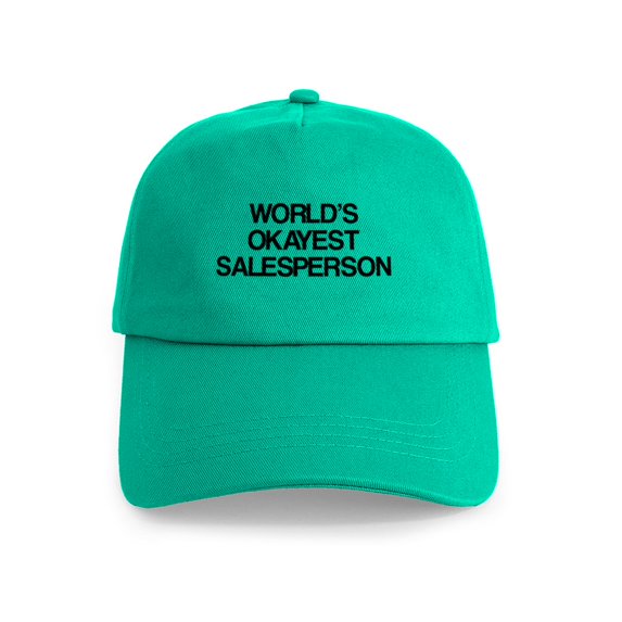 CafePress - World's Okayest Salesperson Cap - Adjustable 100% Brushed Unisex Casual Cotton Baseball Cap, Beige, 1