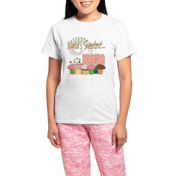 CafePress - World's Sweetest Mema Women's Light Pajamas - Women's Short Sleeve Print T-Shirt and Pants Light Cotton Pajama Set