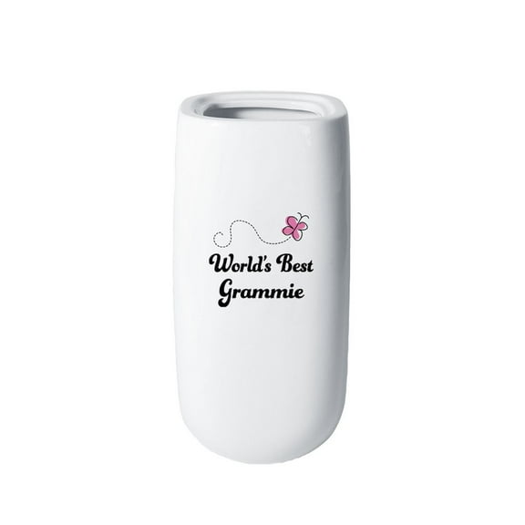 CafePress - Worlds Best Grammie - 10" Printed Porcelain Vase for Home Décor, Living Room Shelf, Entryway, Table Decoration