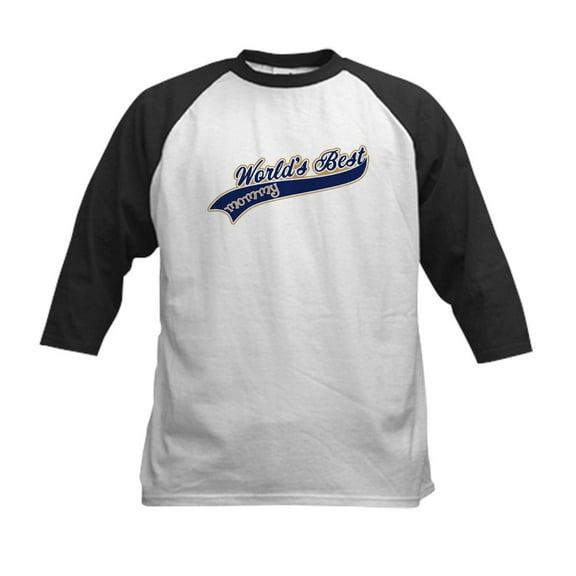 CafePress - Worlds Best Mommy Kids Baseball Jersey - Kids Cotton Baseball Jersey, 3/4 Sleeve Shirt