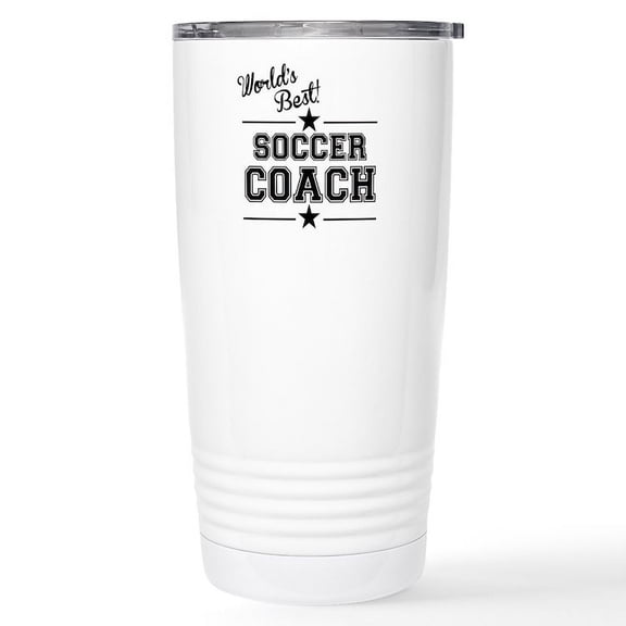 CafePress - Worlds Best Soccer Coach Travel Mug - Insulated Stainless Steel Travel Tumbler 20 oz.