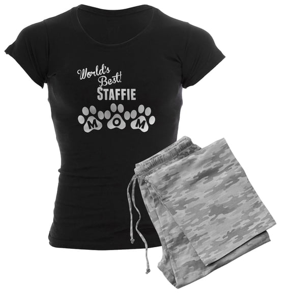 CafePress - Worlds Best Staffie Mom Pajamas - Women's Dark Pajamas