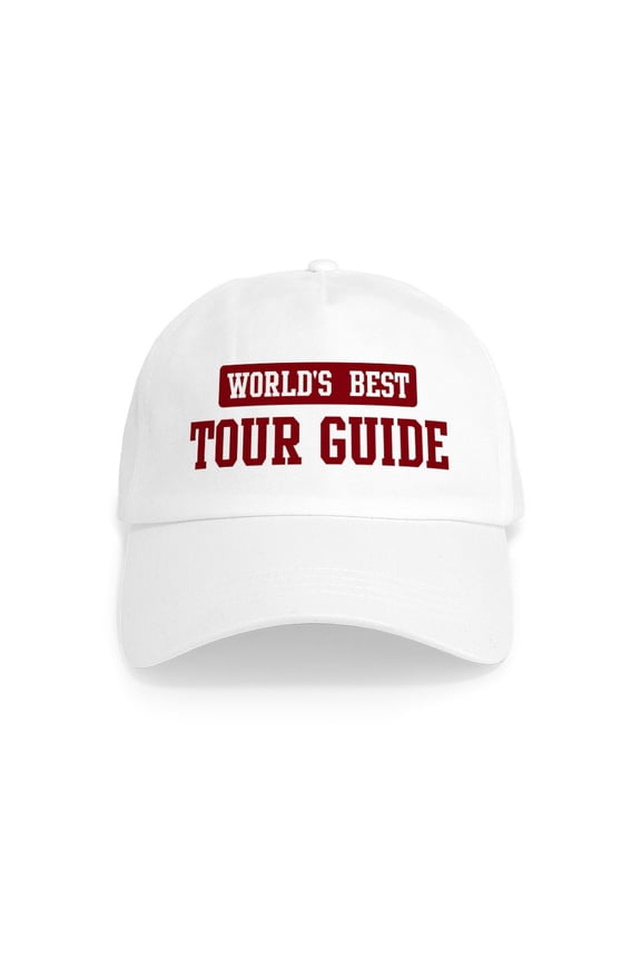 - Worlds Best Tour Guide Cap - Adjustable 100% Brushed Unisex Casual Cotton Baseball Cap, Beige, 1