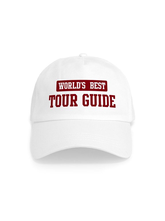 - Worlds Best Tour Guide Cap - Adjustable 100% Brushed Unisex Casual Cotton Baseball Cap, Beige, 1