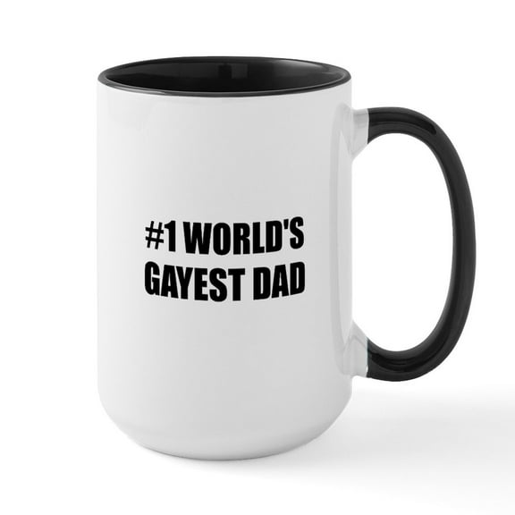 CafePress - Worlds Gayest Dad Mugs - 15 oz Ceramic Large White Novelty Mug