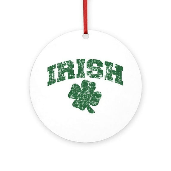 CafePress - Worn Irish Shamrock - Round Wood Ornament 4"