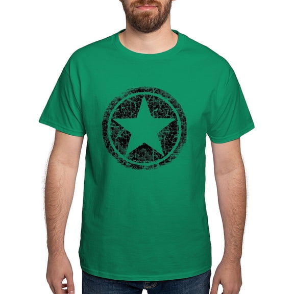 CafePress - Worn, Vintage Star Dark T Shirt - Men's Classic Graphic Cotton T-Shirt