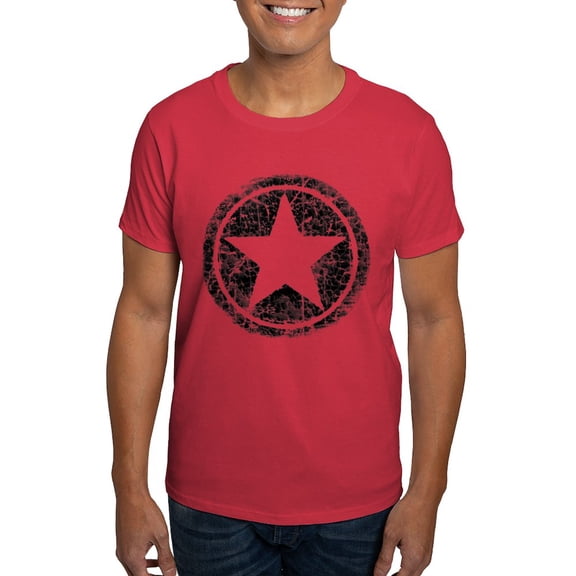 CafePress - Worn, Vintage Star Dark T Shirt - Men's Classic Graphic Cotton T-Shirt