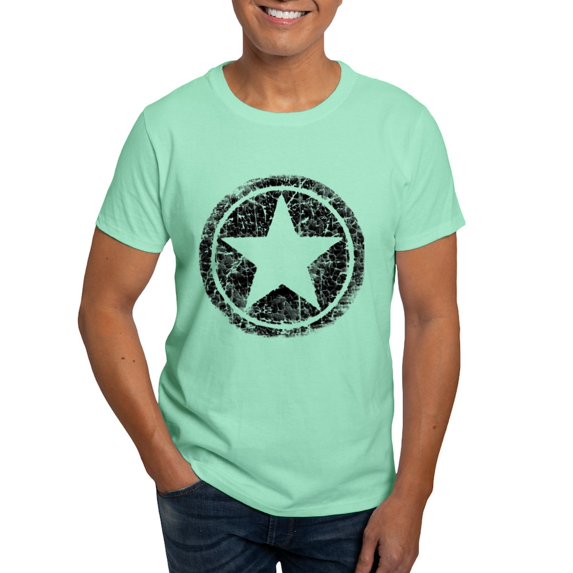 CafePress - Worn, Vintage Star Dark T Shirt - Men's Classic Graphic Cotton T-Shirt