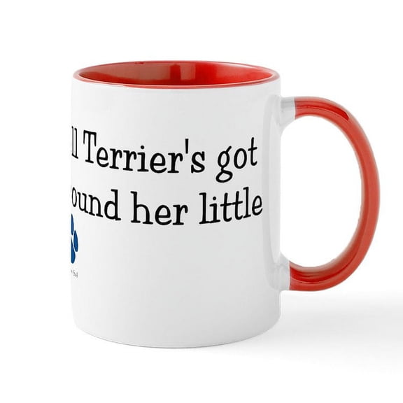 CafePress - Wrapped Around Her Paw (Jack Russell Terrier) Mug - 11 oz Ceramic Mug - Novelty Coffee Tea Cup