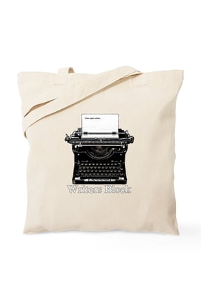 - Writers Block Typewriter Tote Bag - Unisex Canvas Tote Bag, Beige, 1-Piece