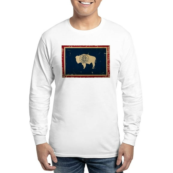 CafePress - Wyoming Flag VINTAGE Long Sleeve T Shirt - Unisex Cotton Long Sleeve T-Shirt