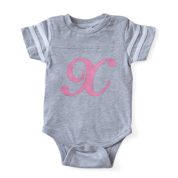 CafePress - X Pink Initial_Tr - Cute Infant Baby Football Bodysuit
