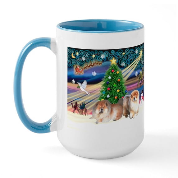 CafePress - Xmas Magic & Chow Large Mug - 15 oz Ceramic Large White Novelty Mug