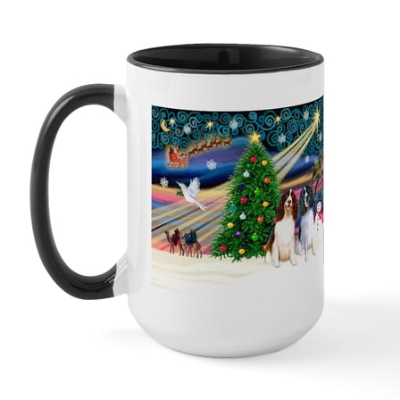 CafePress - Xmas Magic & Eng Spring 1LW,1BW Large Mug - 15 oz Ceramic Large White Novelty Mug