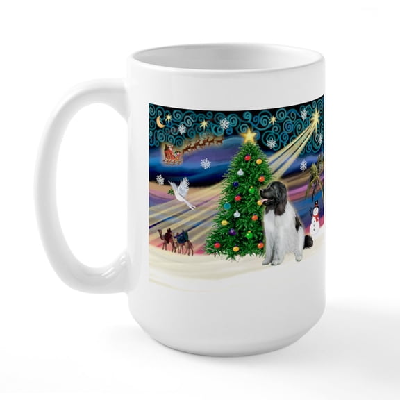 CafePress - Xmas Magic & Newfie Large Mug - 15 oz Ceramic Large White Novelty Mug