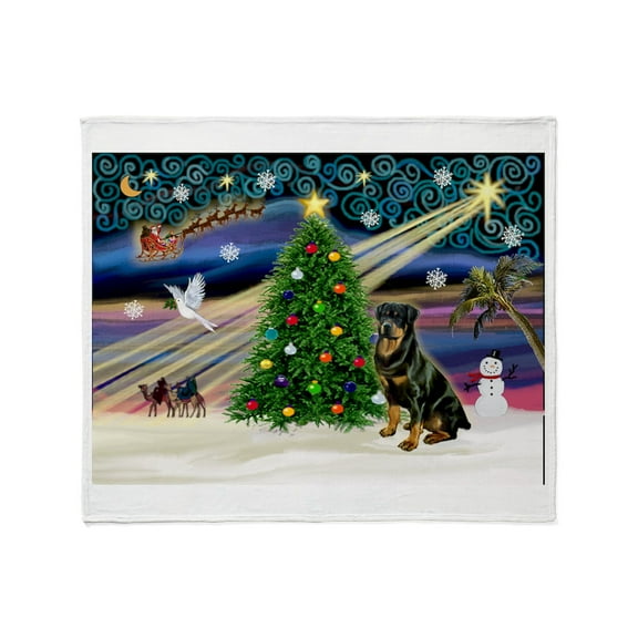 CafePress - Xmasmagic/Rottie (#3) Throw Blanket - Soft Fleece Throw Blanket, 50"x60" for All Ages