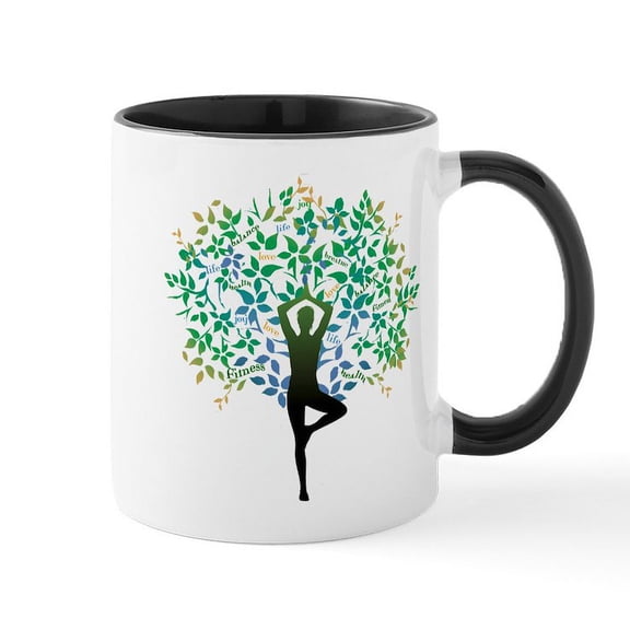 CafePress - YOGA TREE POSE Mug - 11 oz Ceramic Mug - Novelty Coffee Tea Cup