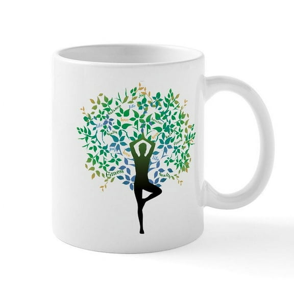 CafePress - YOGA TREE POSE Mug - 11 oz Ceramic Mug - Novelty Coffee Tea Cup