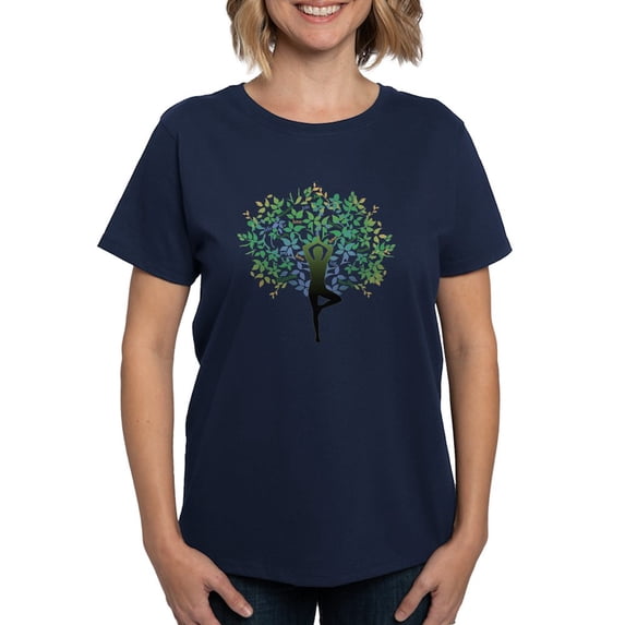 CafePress - YOGA TREE POSE Women's Dark T Shirt - Women's Traditional Fit Dark T-Shirt