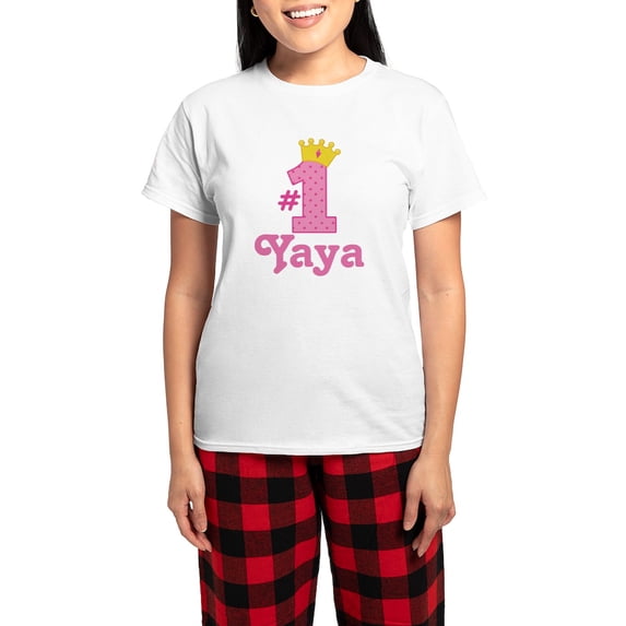CafePress - Yaya (Number One) Women's Light Pajamas - Women's Short Sleeve Print T-Shirt and Pants Light Cotton Pajama Set