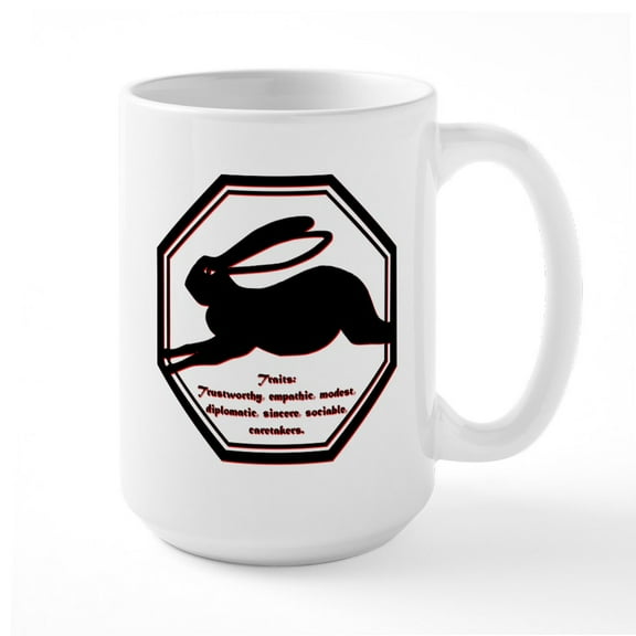 CafePress - Year Of The Rabbit Traits Mugs - 15 oz Ceramic Large White Novelty Mug