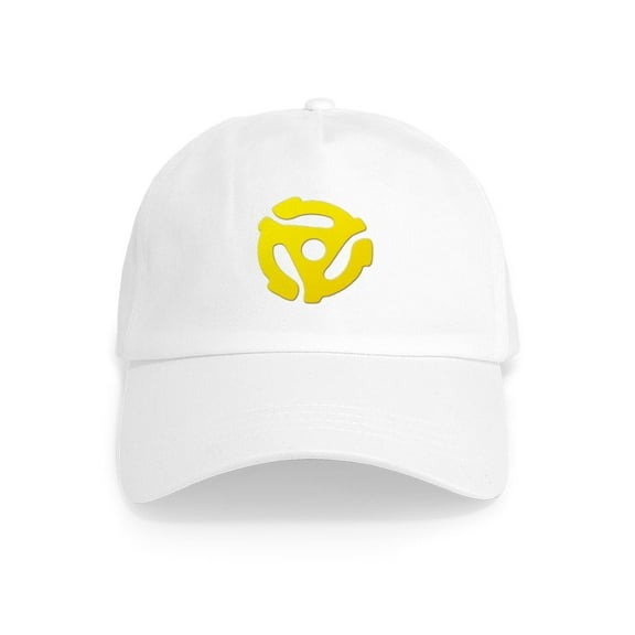 CafePress - Yellow 45 RPM Adapter Cap - Adjustable 100% Brushed Unisex Casual Cotton Baseball Cap, Beige, 1