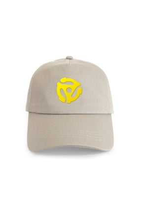 - Yellow 45 RPM Adapter Cap - Adjustable 100% Brushed Unisex Casual Cotton Baseball Cap, Beige, 1