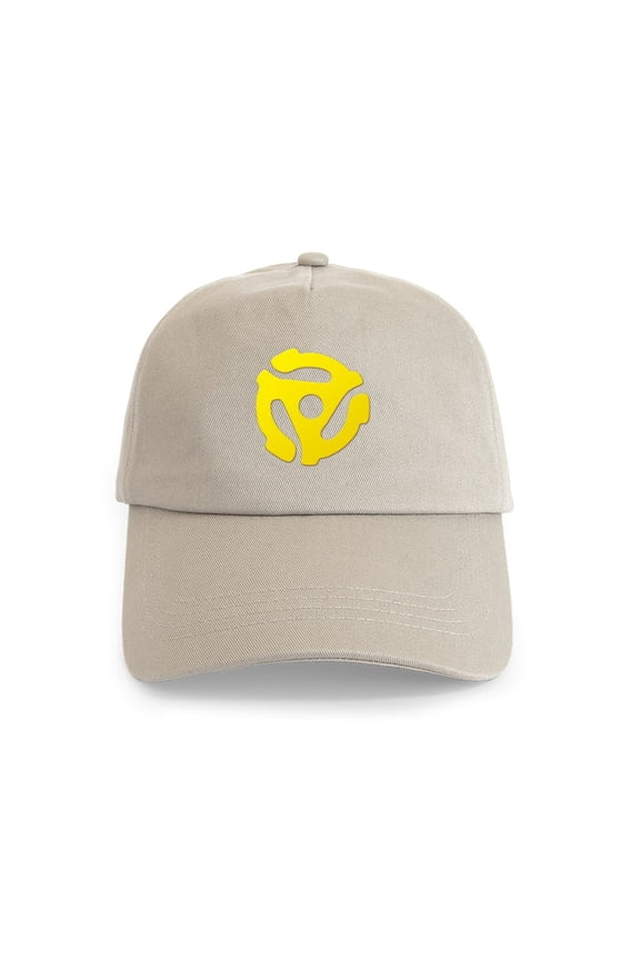 - Yellow 45 RPM Adapter Cap - Adjustable 100% Brushed Unisex Casual Cotton Baseball Cap, Beige, 1