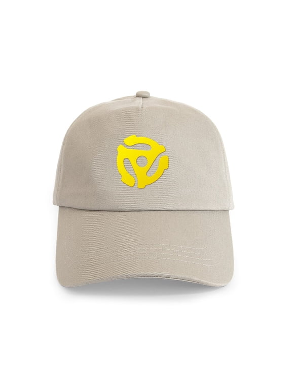 - Yellow 45 RPM Adapter Cap - Adjustable 100% Brushed Unisex Casual Cotton Baseball Cap, Beige, 1