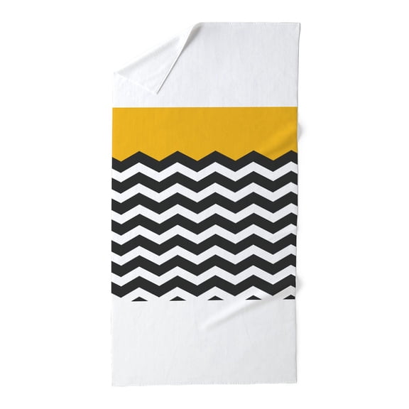 CafePress - Yellow Black And White Chevron - Large Beach Towel, Soft 30"x60" Towel with Unique Design