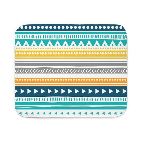 CafePress - Yellow Blue Grey Geometric Vintage Stripes Sherpa - Sherpa Fleece Throw Blanket 60" x 50"