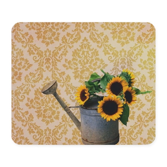 CafePress - Yellow Damask Primitive Sunflower Mousepad - Non-slip Rubber Mousepad, Gaming Mouse Pad
