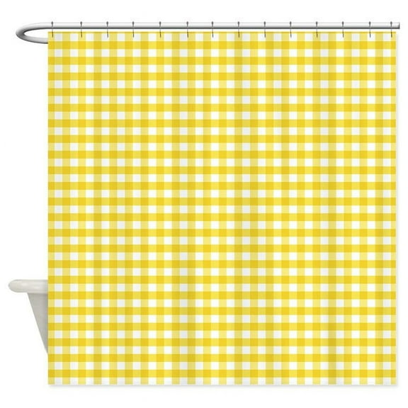 CafePress - Yellow Gingham Pattern - Unique Fabric Shower Curtain 70" x 72"