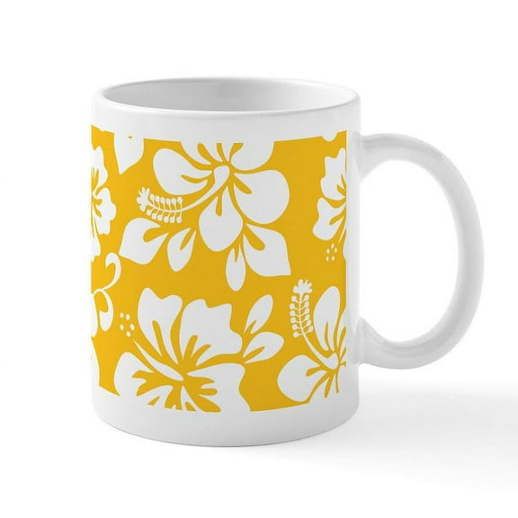 CafePress - Yellow Hawaiian Hibiscus Mugs - 11 oz Ceramic Mug - Novelty Coffee Tea Cup