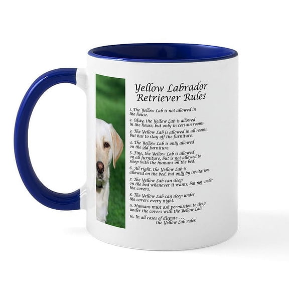 CafePress - Yellow Lab Rules Mug - 11 oz Ceramic Mug - Novelty Coffee Tea Cup