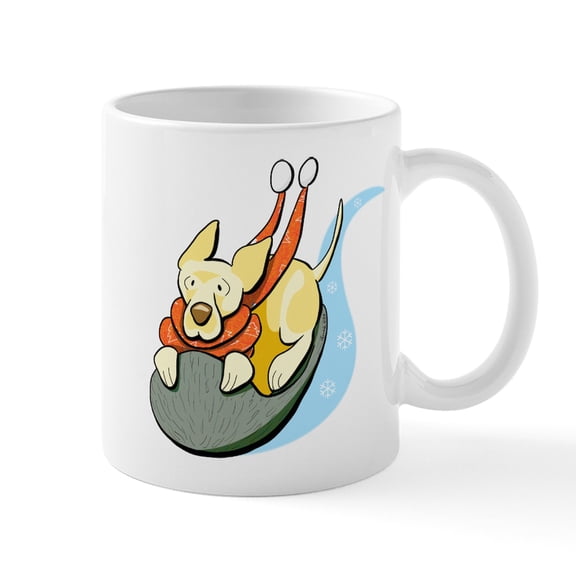 CafePress - Yellow Lab Sled Mug - 11 oz Ceramic Mug - Novelty Coffee Tea Cup