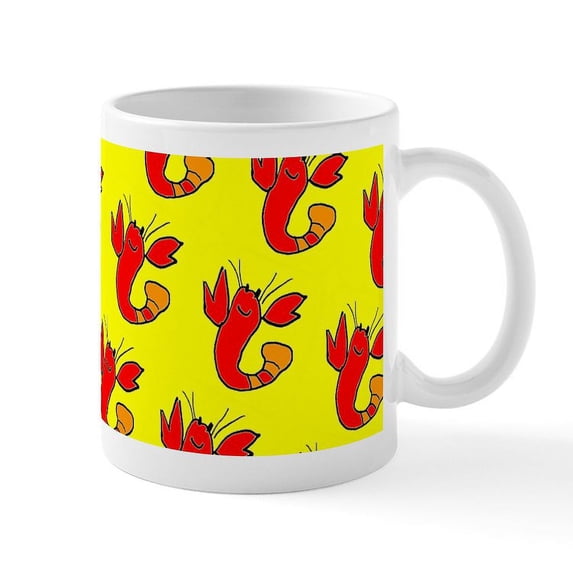 CafePress - Yellow Red Cute Lobster Dance Designer Mugs - 11 oz Ceramic Mug - Novelty Coffee Tea Cup