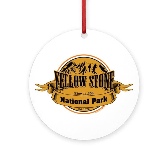 CafePress - Yellow Stone Wyoming - Round Wood Ornament 4"