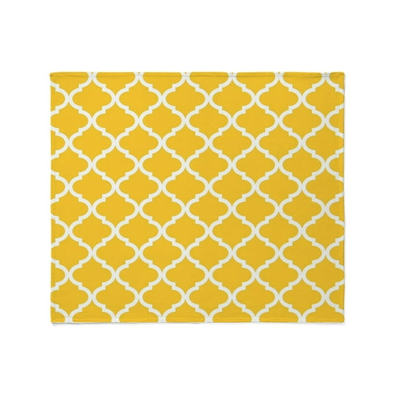 CafePress - Yellow White Quatrefoil Pattern Throw Blanket - Soft Fleece Throw Blanket, 50"x60" for All Ages