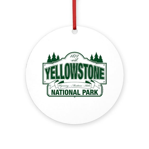 CafePress - Yellowstone Green Design -  Round Wood Ornament 4"