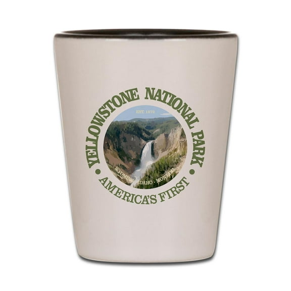 CafePress - Yellowstone NP - White/Black Shot Glass, Unique and Funny Shot Glass