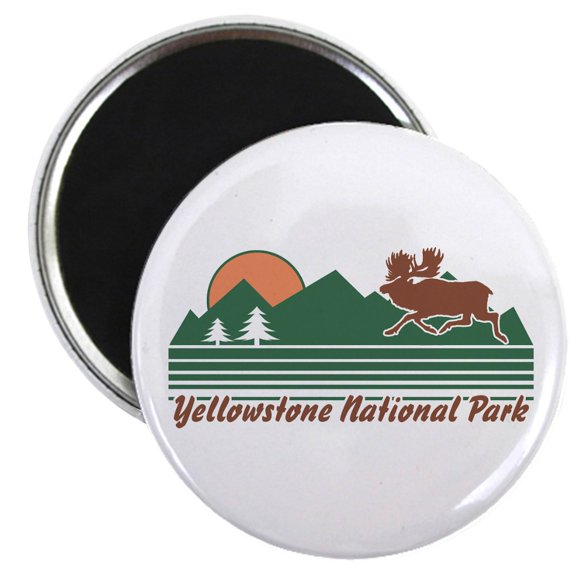 CafePress - Yellowstone National Park Magnet - 2.25" Round Magnet, Refrigerator Magnet, Button Magnet Style