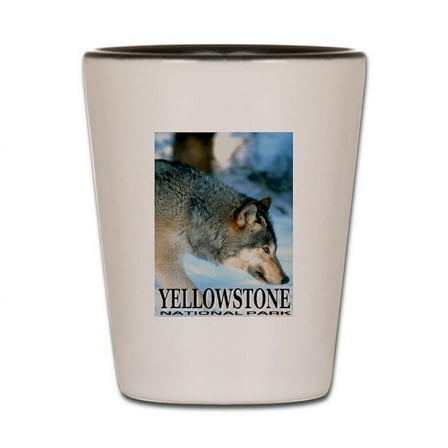 CafePress - Yellowstone National Park - White/Black Shot Glass, Unique and Funny Shot Glass
