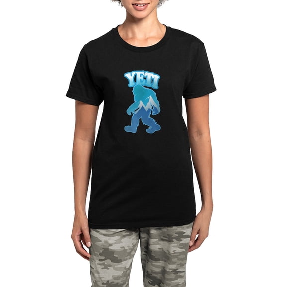 CafePress - Yeti Mountain Scene Pajamas - Women's Short Sleeve Print T-Shirt and Pants Dark Cotton Pajama Set