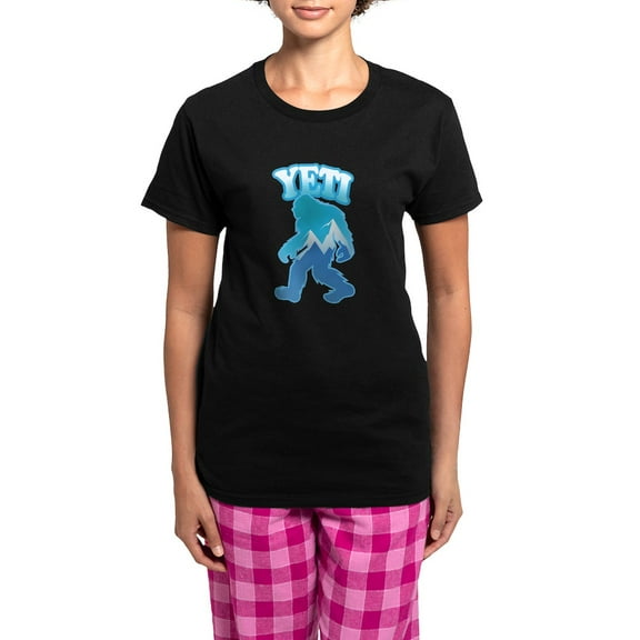 CafePress - Yeti Mountain Scene Pajamas - Women's Short Sleeve Print T-Shirt and Pants Dark Cotton Pajama Set