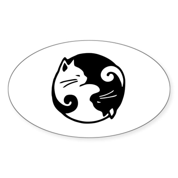 CafePress - Yin Yang Cats Reversed - Sticker (Oval)