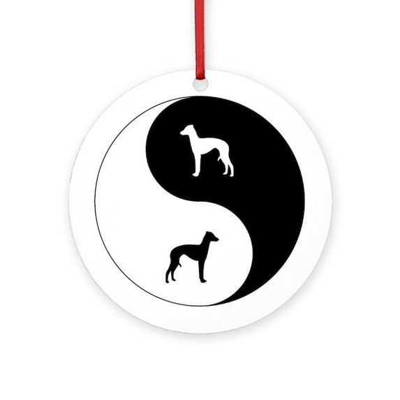 CafePress - Yin Yang Italian Greyhound - Round Wood Ornament 4"