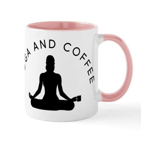 CafePress - Yoga And Coffee - 11 oz Ceramic Mug - Novelty Coffee Tea Cup