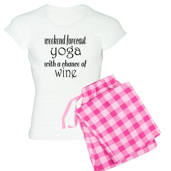 CafePress - Yoga And Wine - Women's Light Pajamas